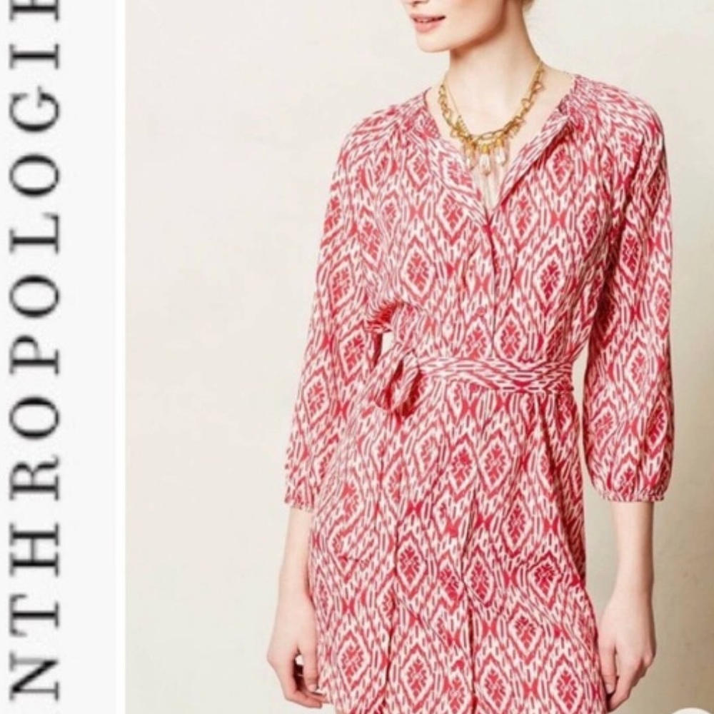 Anthropologie Printed 3/4 sleeve mini dress Size S